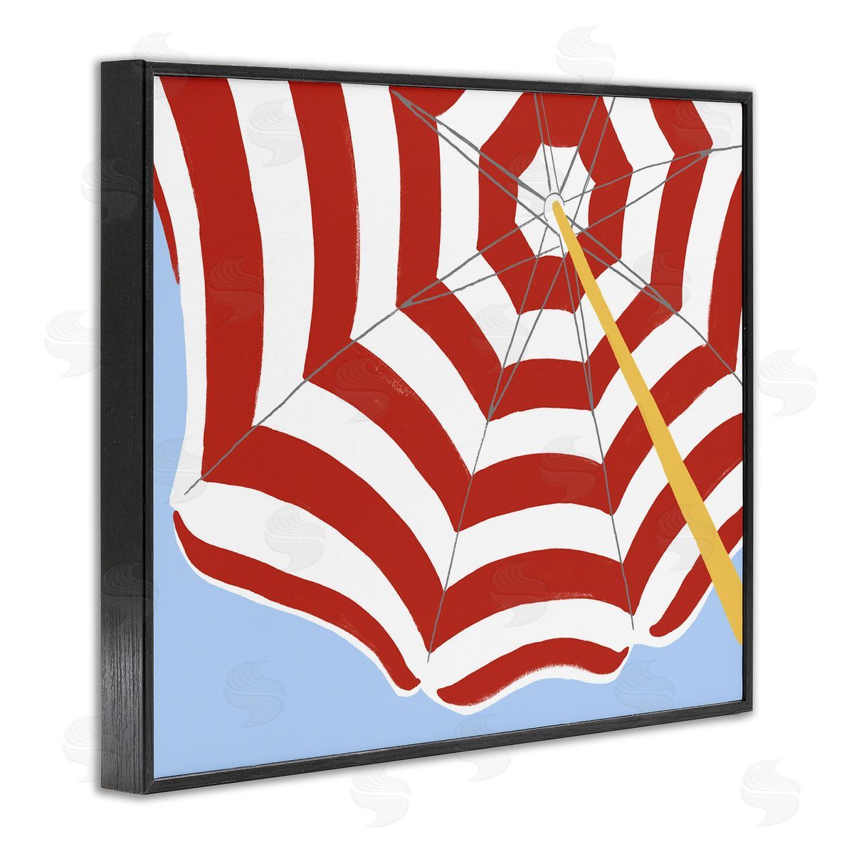 Red and White Umbrella Black Frame Print Wall Art, Home Decor by June Erica Vess