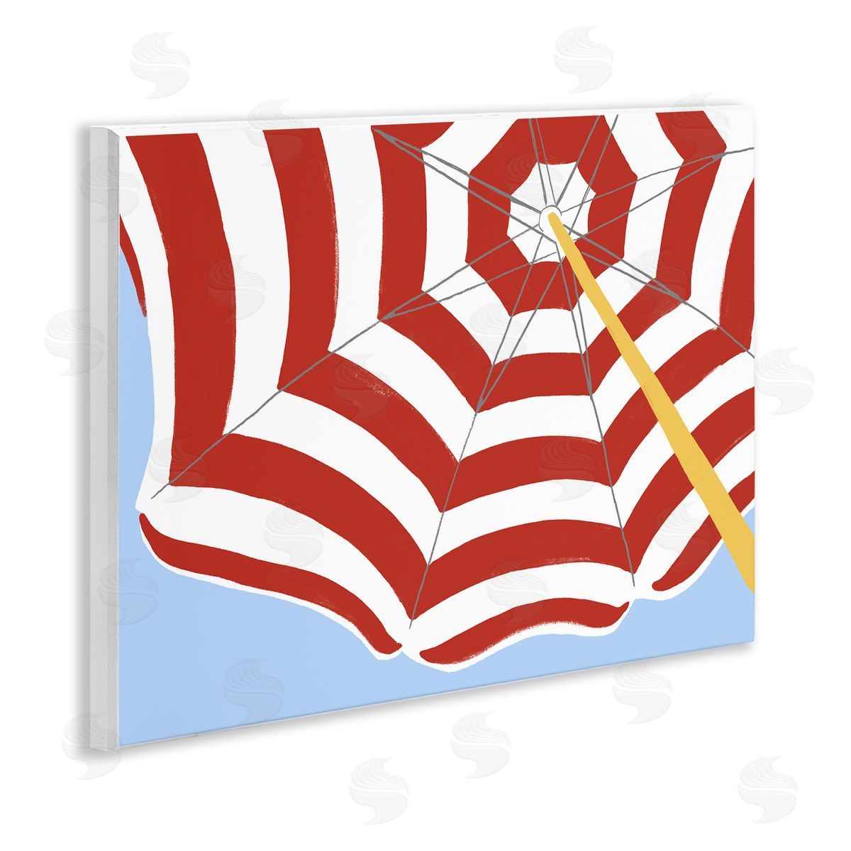Red and White Umbrella Wood Plaque Wall Art, Home Decor by June Erica Vess