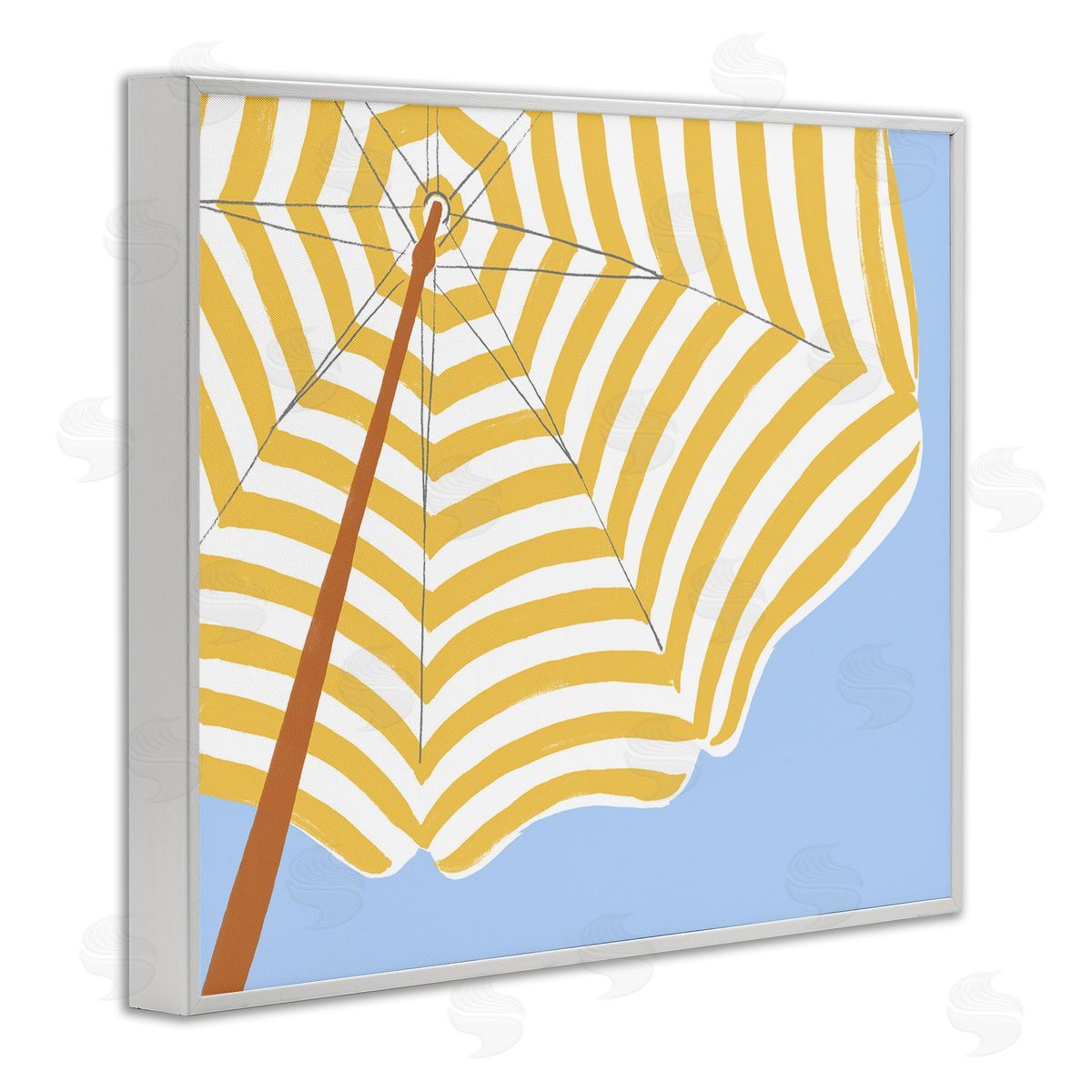 Yellow and White Umbrella White Frame Print Wall Art, Home Decor by June Erica Vess