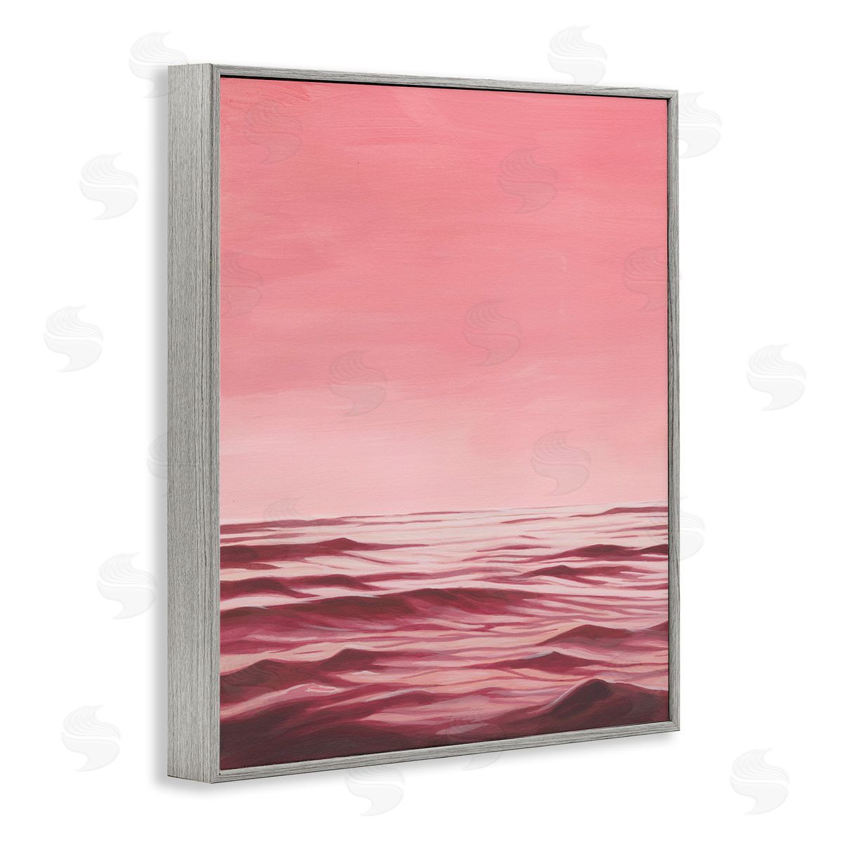 Pink Ocean Ripples Grey Frame Print Wall Art, Home Decor by Grace Popp