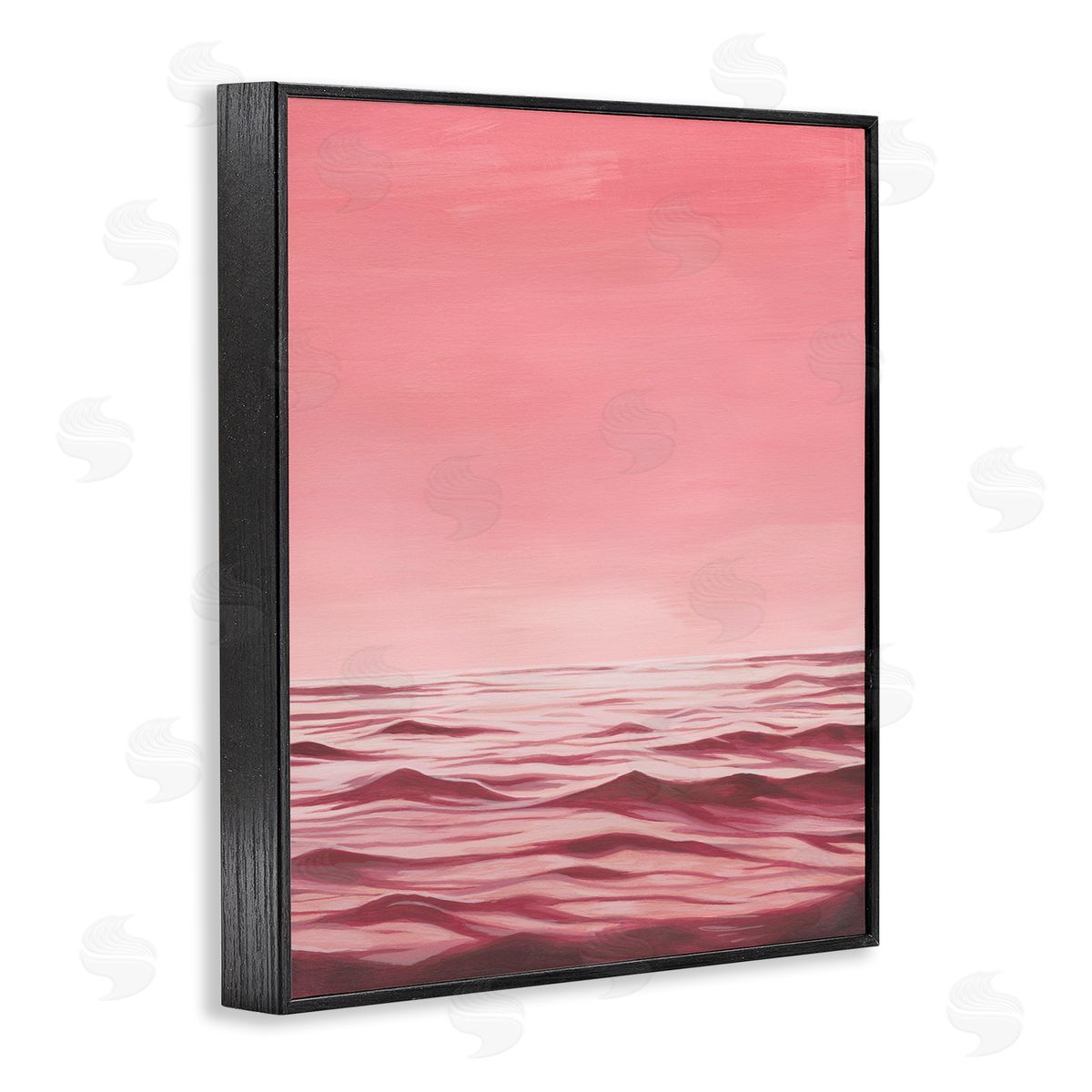 Pink Sea Waves Black Frame Print Wall Art, Home Decor by Grace Popp