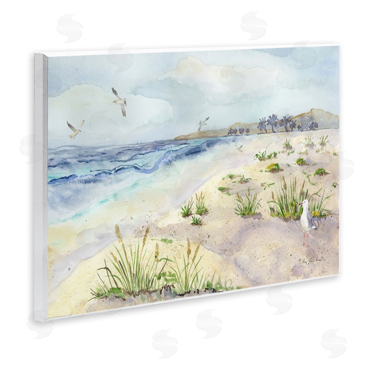 Seagulls Over Beach Wood Plaque Wall Art, Home Decor by Audrey Jeanne Roberts