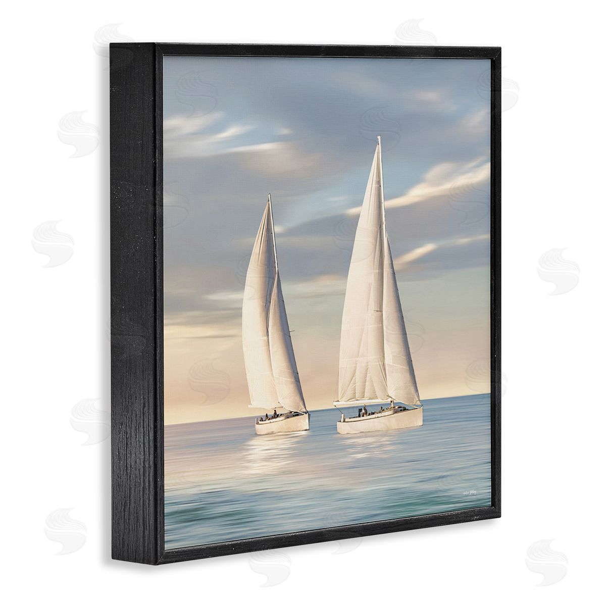 Two Mighty Sailboats Black Frame Print Wall Art, Home Decor by Amber Sterling