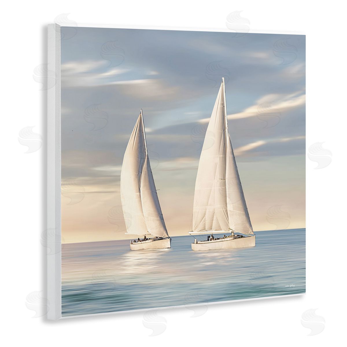 Two Mighty Sailboats Wood Plaque Wall Art, Home Decor by Amber Sterling