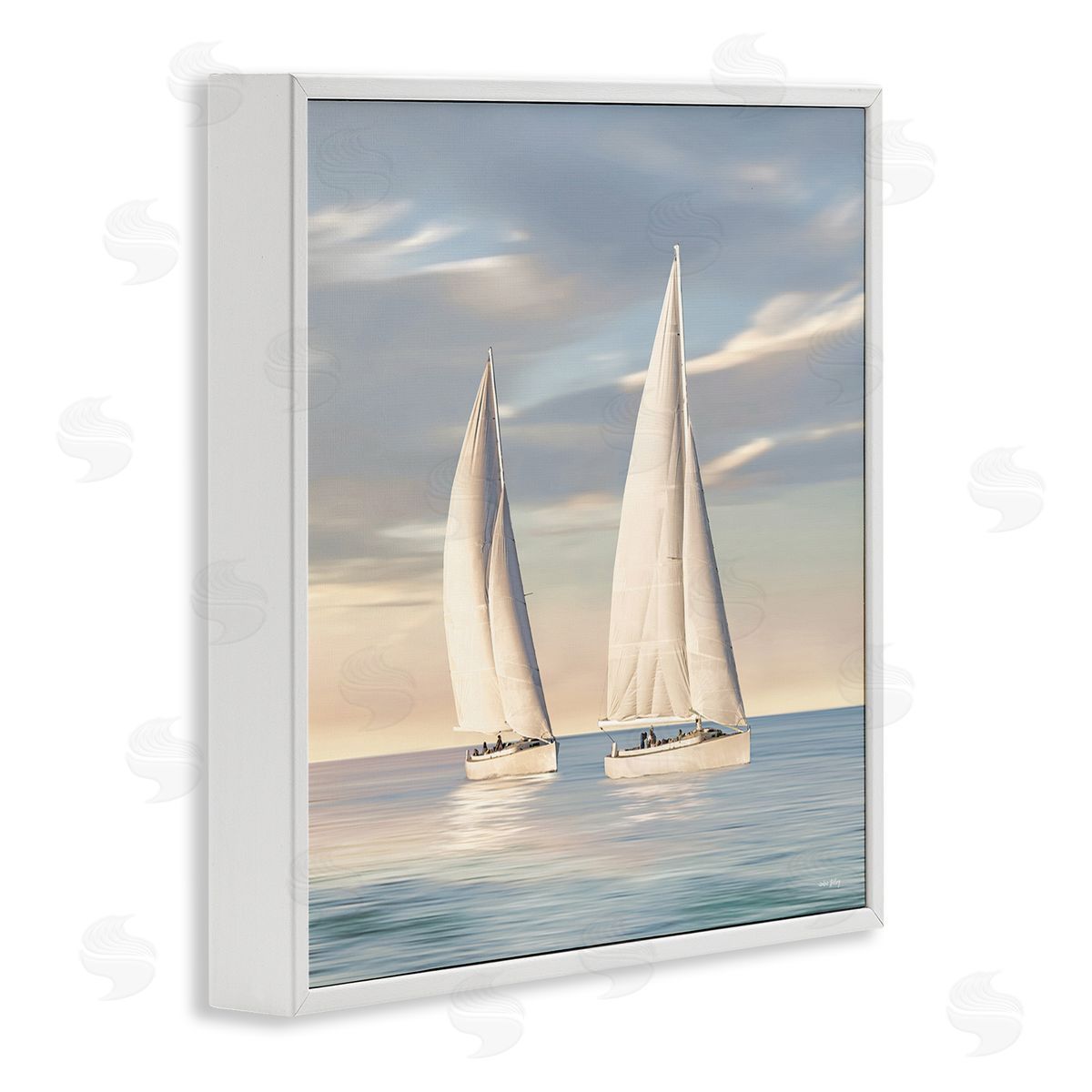 Two Mighty Sailboats White Frame Print Wall Art, Home Decor by Amber Sterling