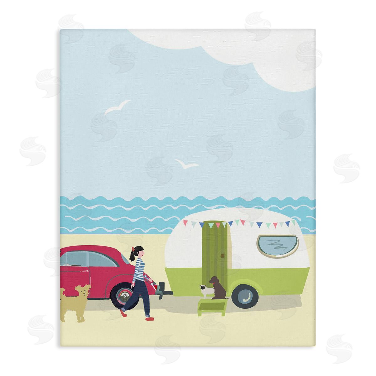 Betty Boynes Beach Day with Dogs Canvas Wall Art Print