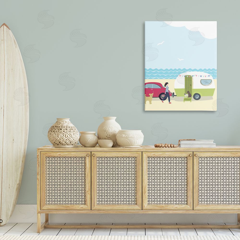 Betty Boynes Beach Day with Dogs Canvas Wall Art Print in Room