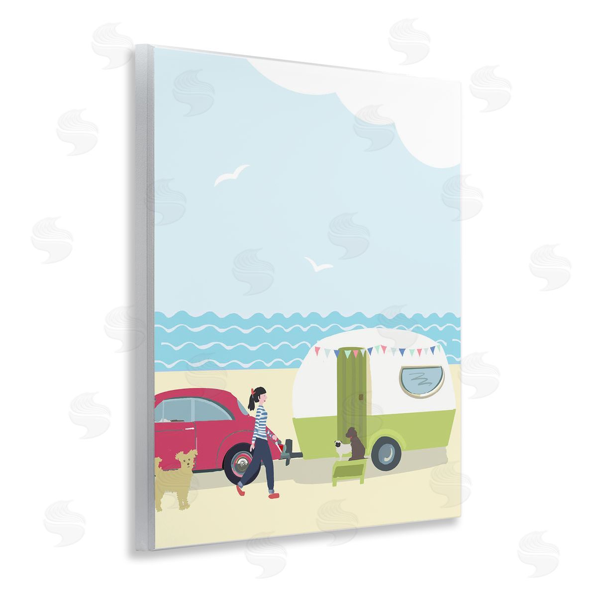 Betty Boynes Beach Day with Dogs Wooden Wall Plaque Art Print