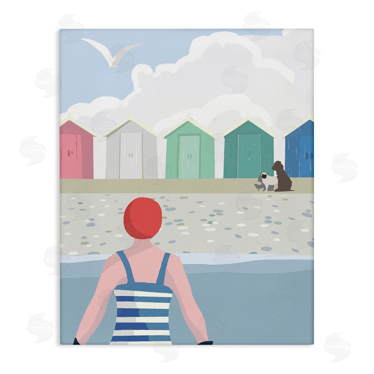 Betty Boynes Beach Huts View Canvas Wall Art Print