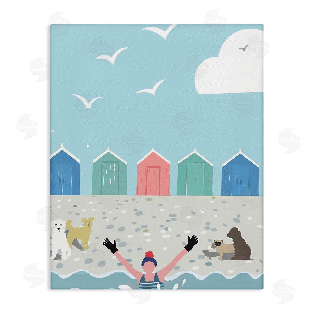 Betty Boynes Dog Friends on Beach Canvas Wall Art Print