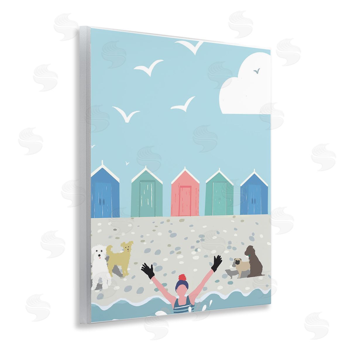 Betty Boynes Dog Friends on Beach Wooden Wall Plaque Art Print