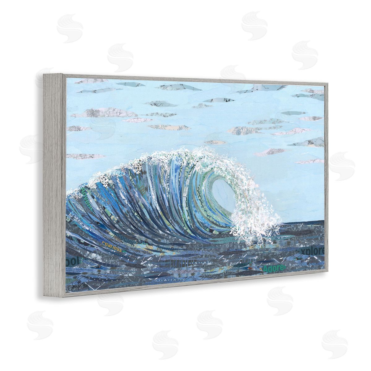 Big Kahuna Wave Grey Frame Print Wall Art, Home Decor by Jennifer Peck