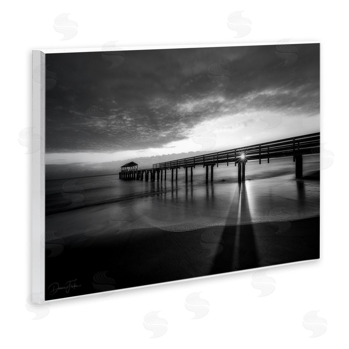 Sun Shining Through Dock Wood Plaque Wall Art, Home Decor by Dennis Frates