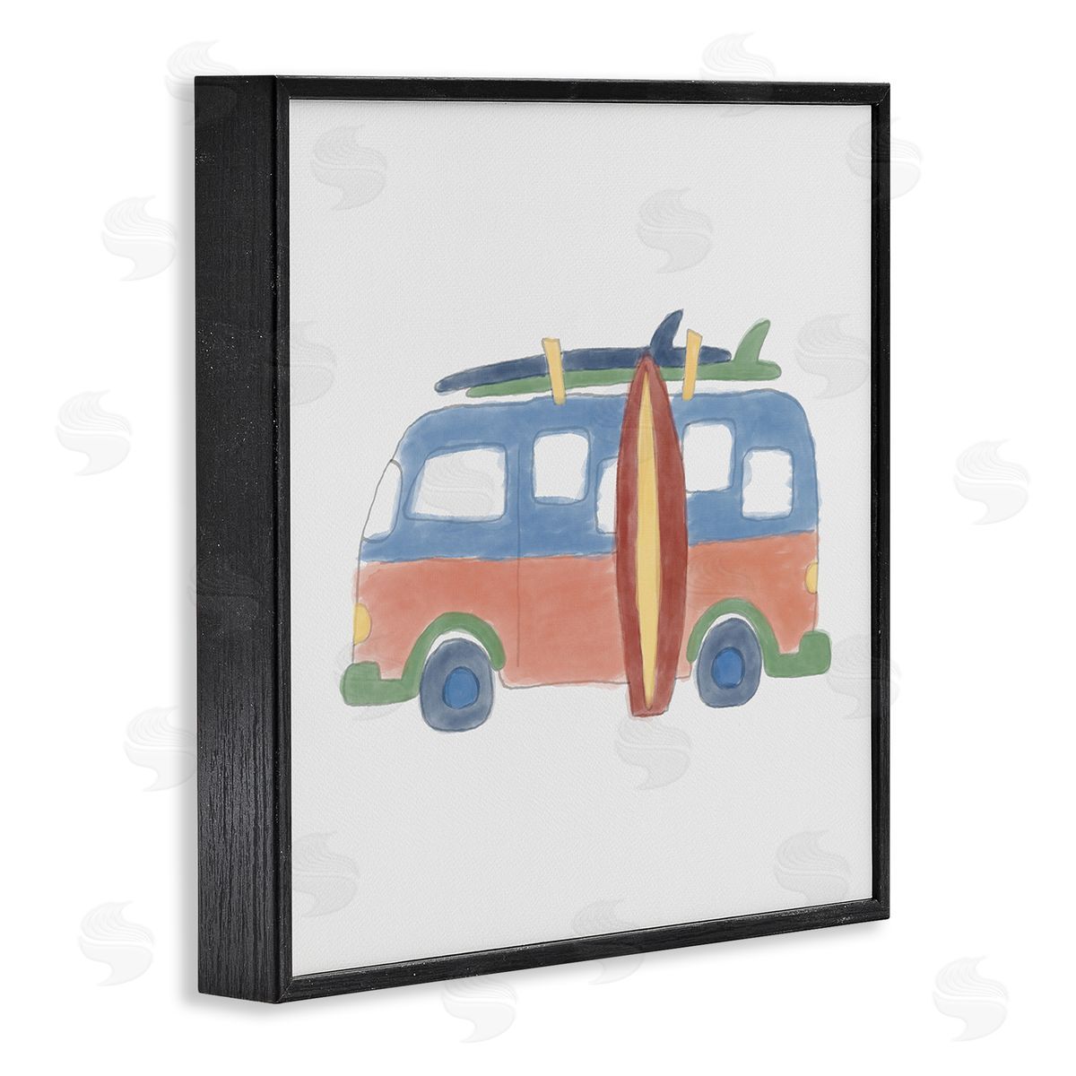 Summer Beach Bus Black Frame Print Wall Art, Home Decor by Carrie Cantwell