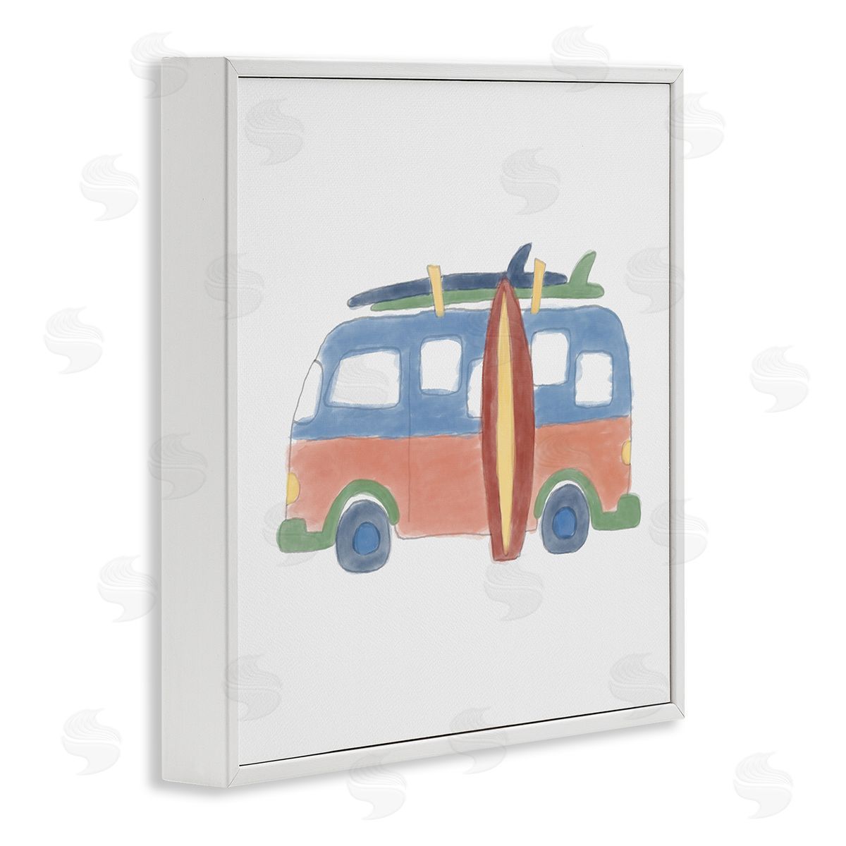 Summer Beach Bus White Frame Print Wall Art, Home Decor by Carrie Cantwell