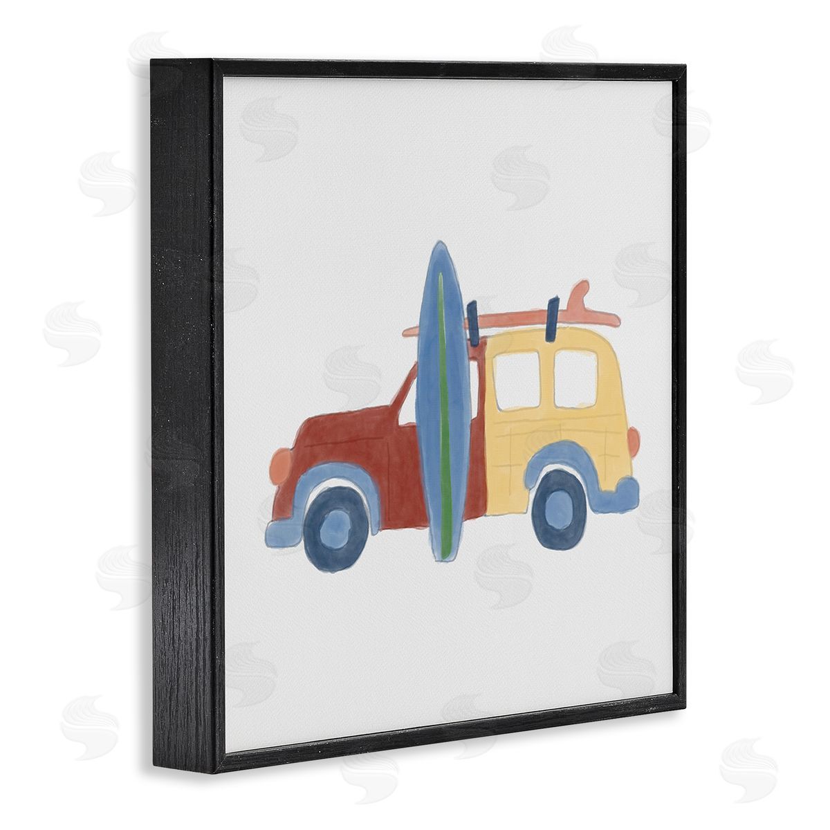 Summer Beach Wagon Black Frame Print Wall Art, Home Decor by Carrie Cantwell