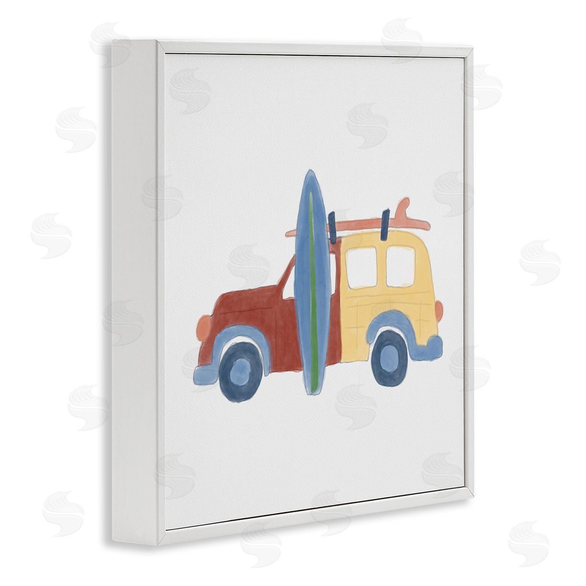 Summer Beach Wagon White Frame Print Wall Art, Home Decor by Carrie Cantwell