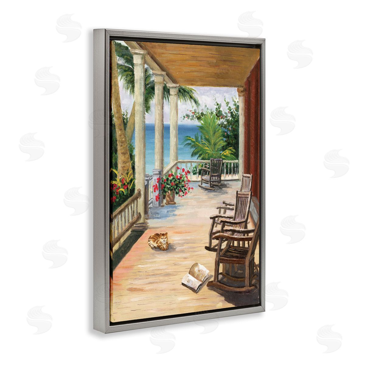 Coastal Cape Cabin Grey Floating Frame Canvas Wall Art, Home Decor by Cloverfield and Co.