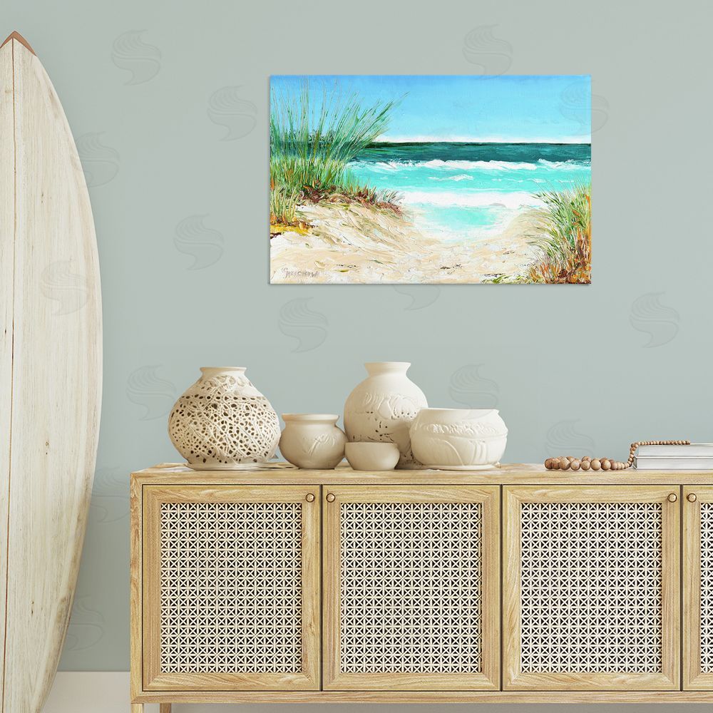 Christine Reichow Tropical Beach View Canvas Wall Art Print in Room