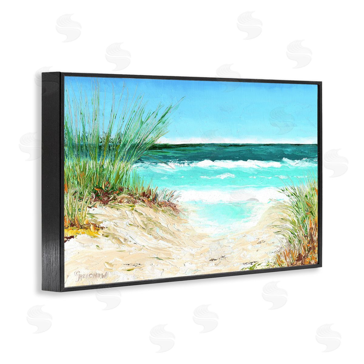 Christine Reichow Tropical Beach View Black Framed Giclee Wall Art Print