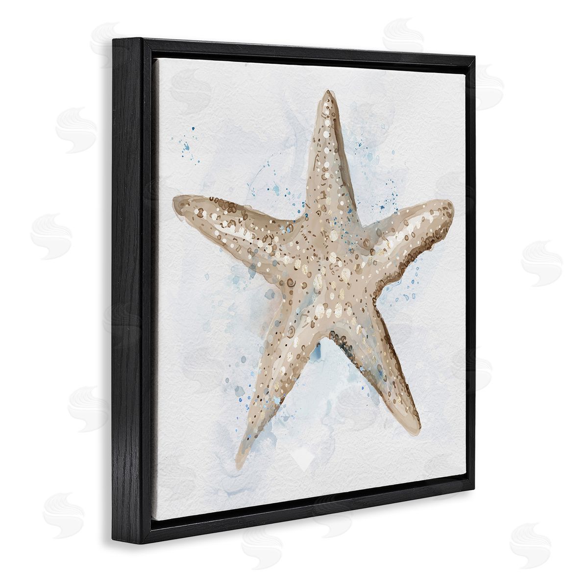 Bubbly Beige Starfish Black Floating Frame Canvas Wall Art, Home Decor by Carson Lyons
