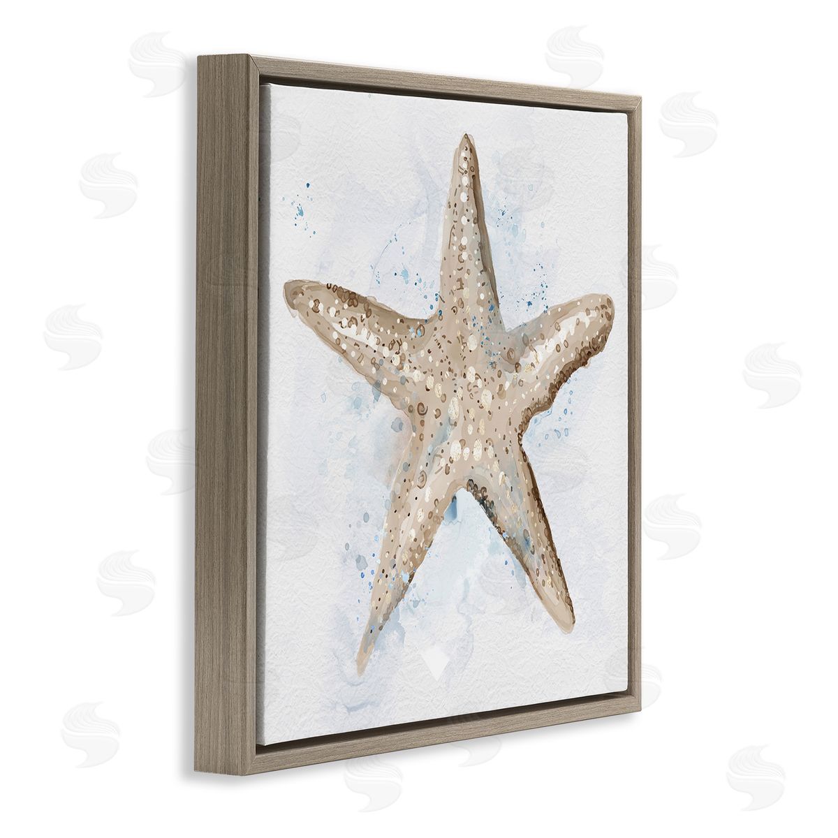 Bubbly Beige Starfish Brown Floating Frame Canvas Wall Art, Home Decor by Carson Lyons