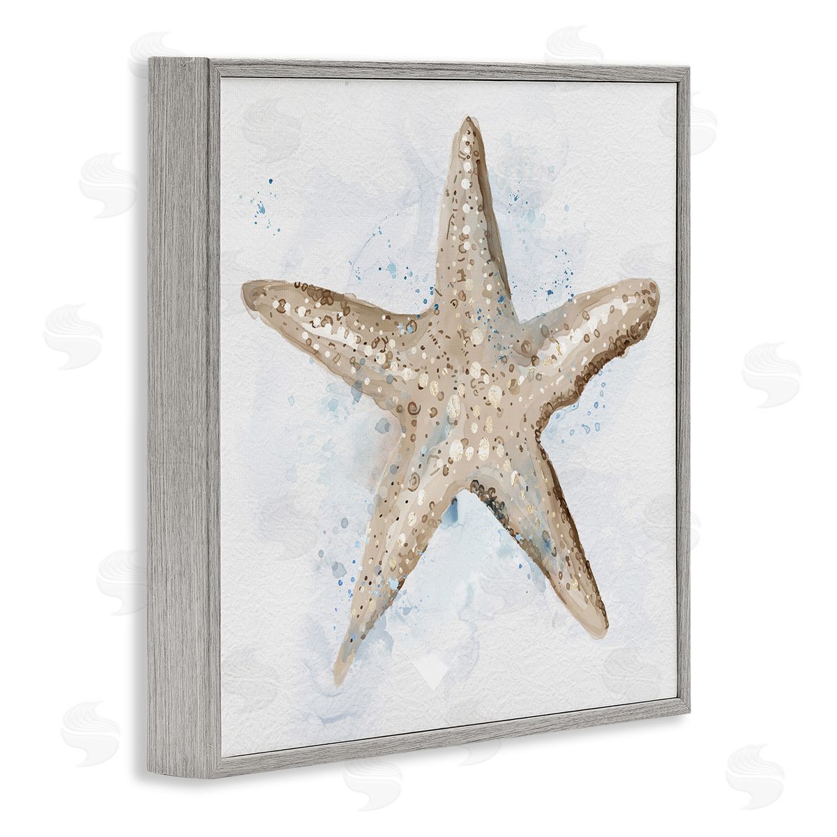 Bubbly Beige Starfish Grey Frame Print Wall Art, Home Decor by Carson Lyons