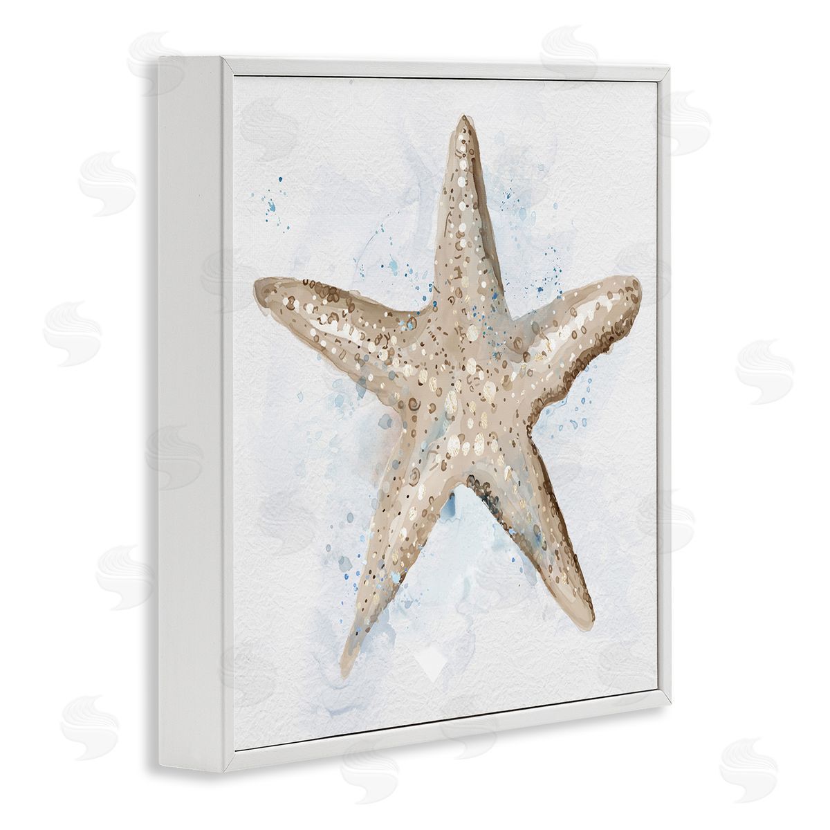 Bubbly Beige Starfish White Frame Print Wall Art, Home Decor by Carson Lyons