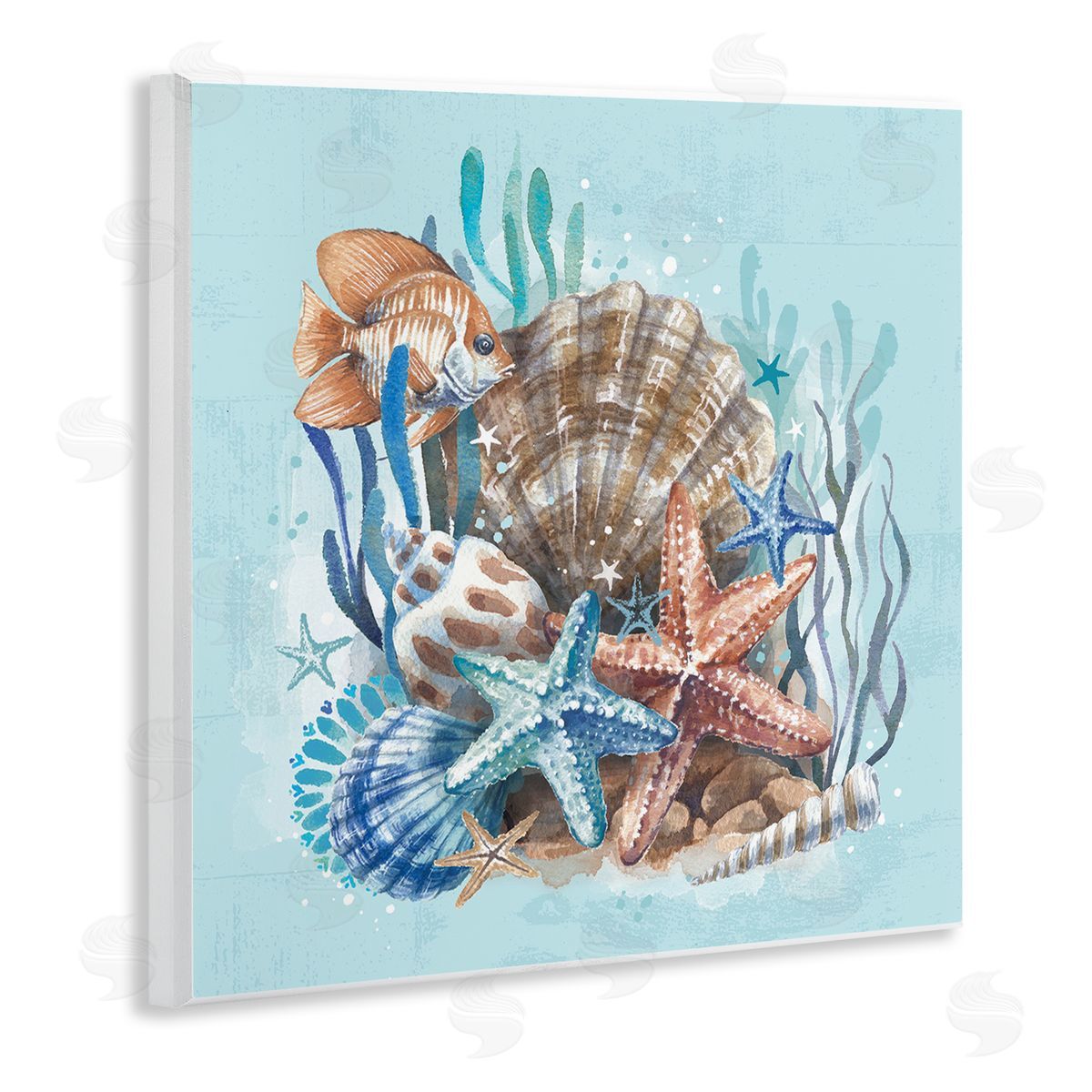 Seashell Still Life Wood Plaque Wall Art, Home Decor by Courtney Morgenstern