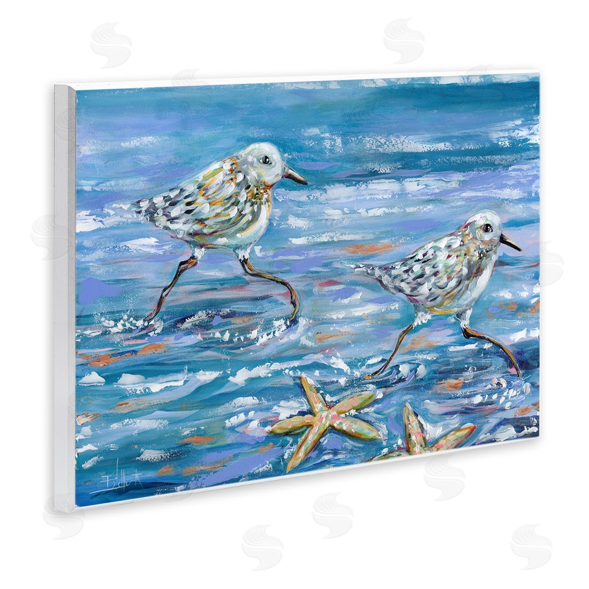 Running Sea Sandpipers Wood Plaque Wall Art, Home Decor by Estelle Grengs