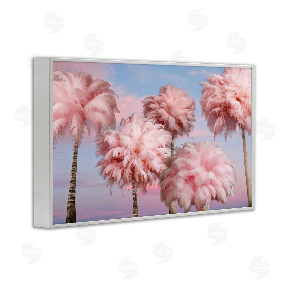 Fluffy Pink Palm Trees White Frame Print Wall Art, Home Decor by Ziwei Li