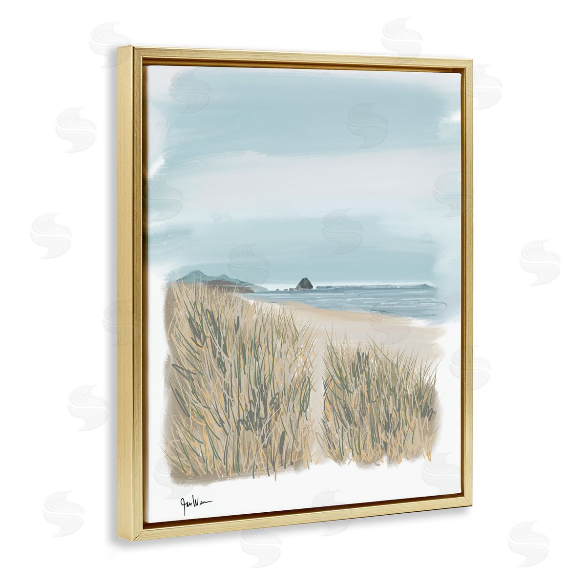 Jan Weiss Path To Calm Beach Gold Floating Frame Canvas Wall Art Print