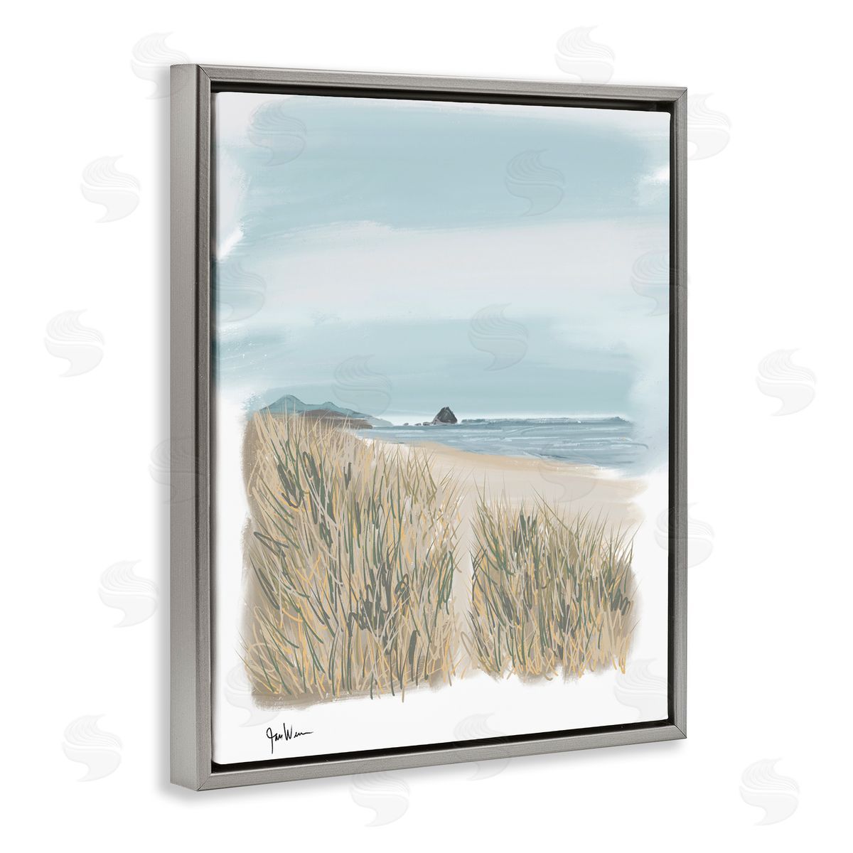 Jan Weiss Path To Calm Beach Gray Floating Frame Canvas Wall Art Print