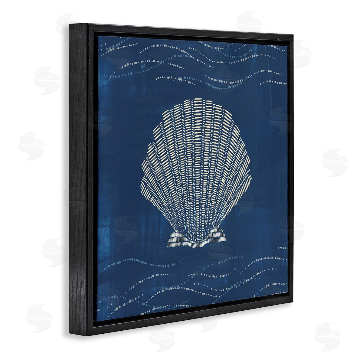 Clam Shell on Blue Black Floating Frame Canvas Wall Art, Home Decor by Jetty Home, LLC
