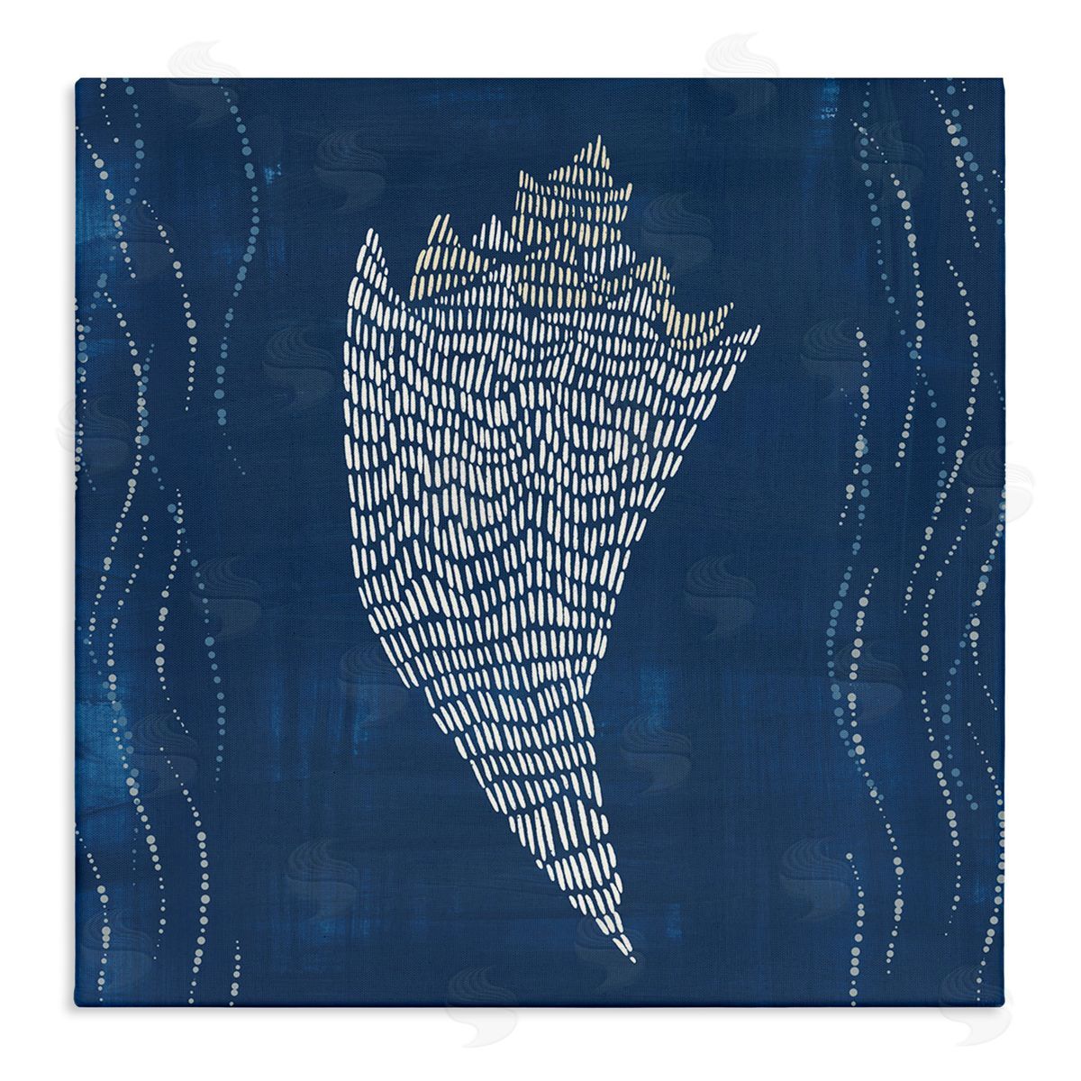 Conch Shell on Blue Canvas Wall Art, Home Decor by Jetty Home, LLC