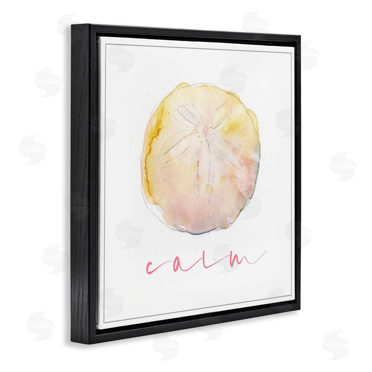 John Keeling Sand Dollar Calm Phrase Black Floating Frame Canvas Wall Art Print