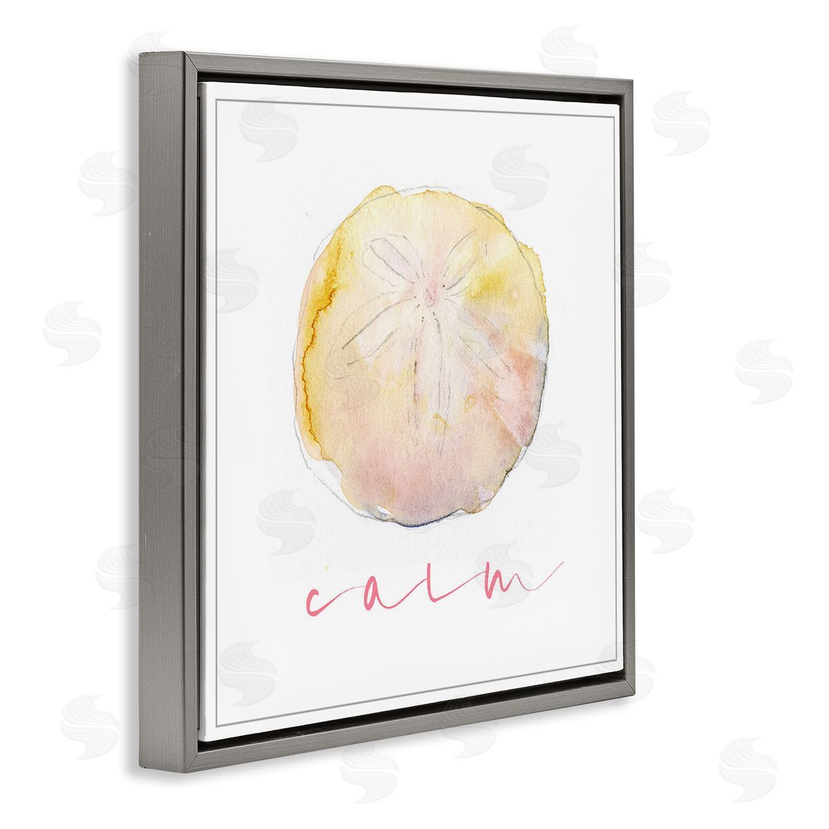 John Keeling Sand Dollar Calm Phrase Gray Floating Frame Canvas Wall Art Print