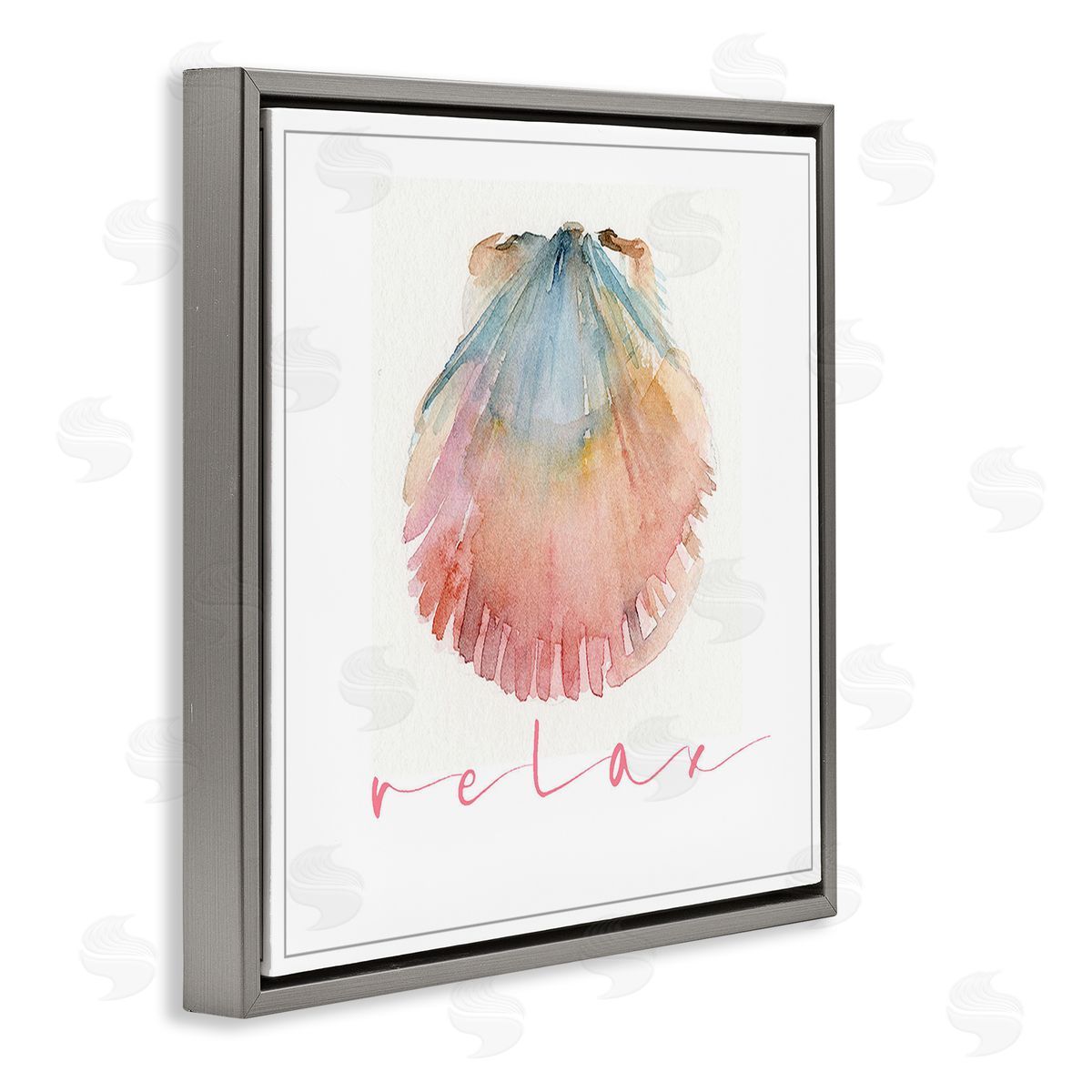 John Keeling Scallop Shell Relax Gray Floating Frame Canvas Wall Art Print
