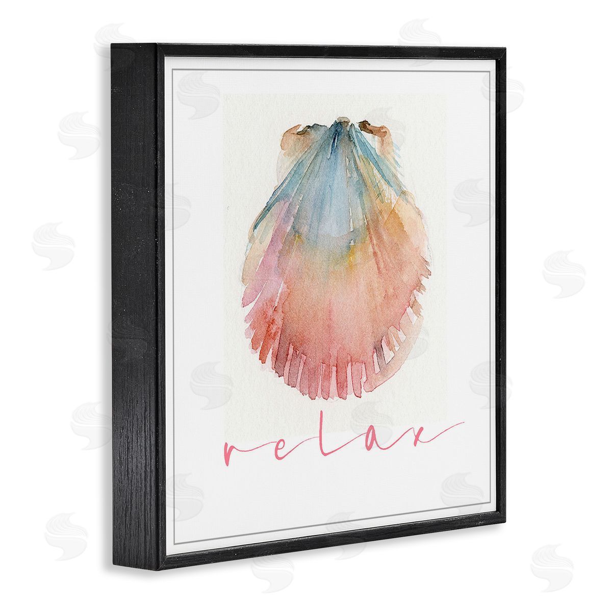 John Keeling Scallop Shell Relax Black Framed Giclee Wall Art Print