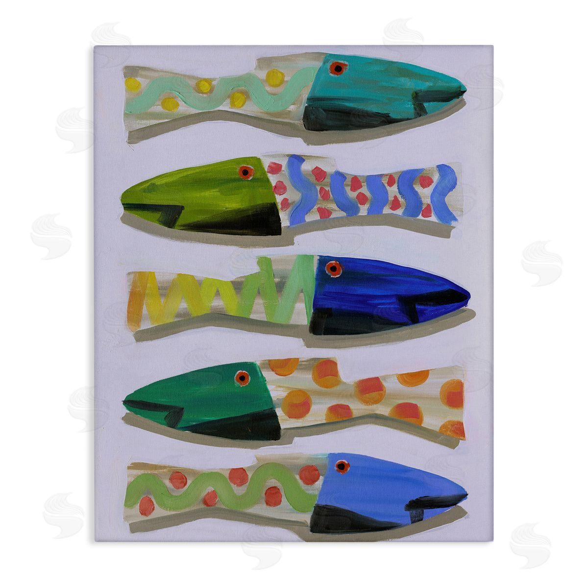 Wooden Fish Designs Canvas Wall Art, Home Decor by Jenny Westenhofer