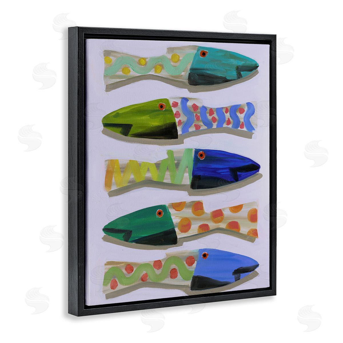 Wooden Fish Designs Black Floating Frame Canvas Wall Art, Home Decor by Jenny Westenhofer