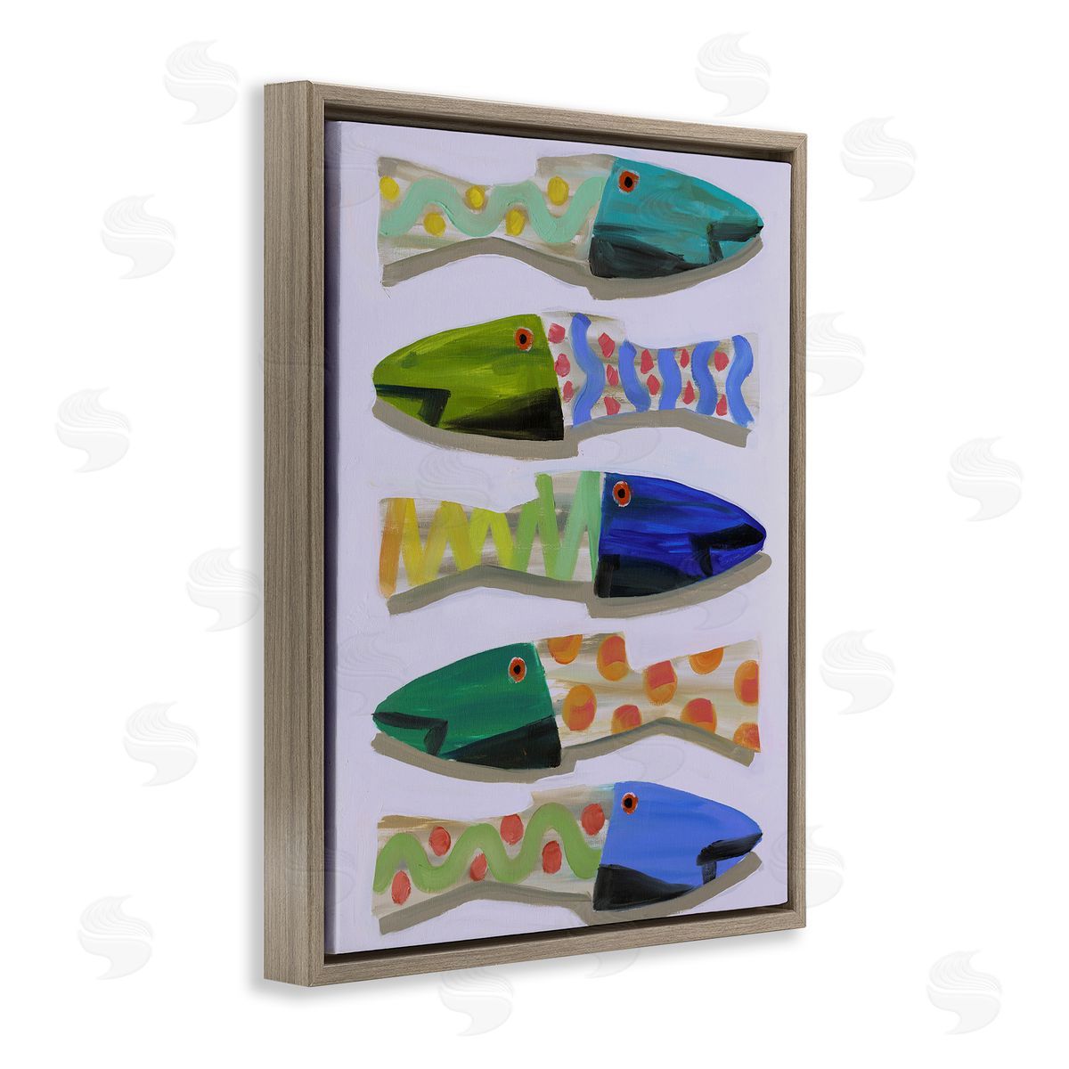 Wooden Fish Designs Brown Floating Frame Canvas Wall Art, Home Decor by Jenny Westenhofer