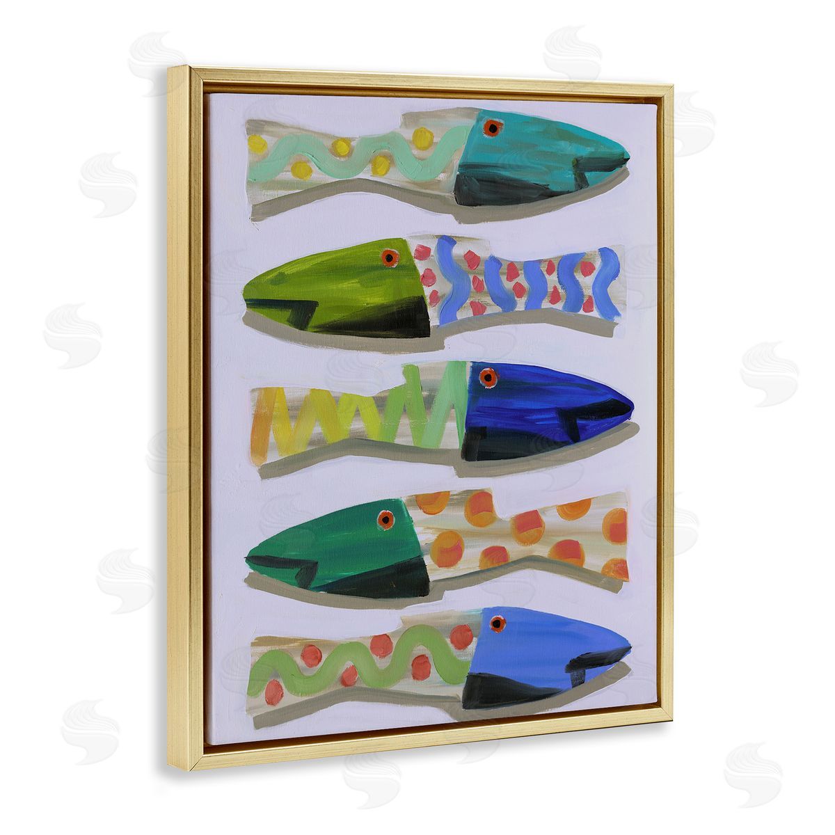 Wooden Fish Designs Gold Floating Frame Canvas Wall Art, Home Decor by Jenny Westenhofer