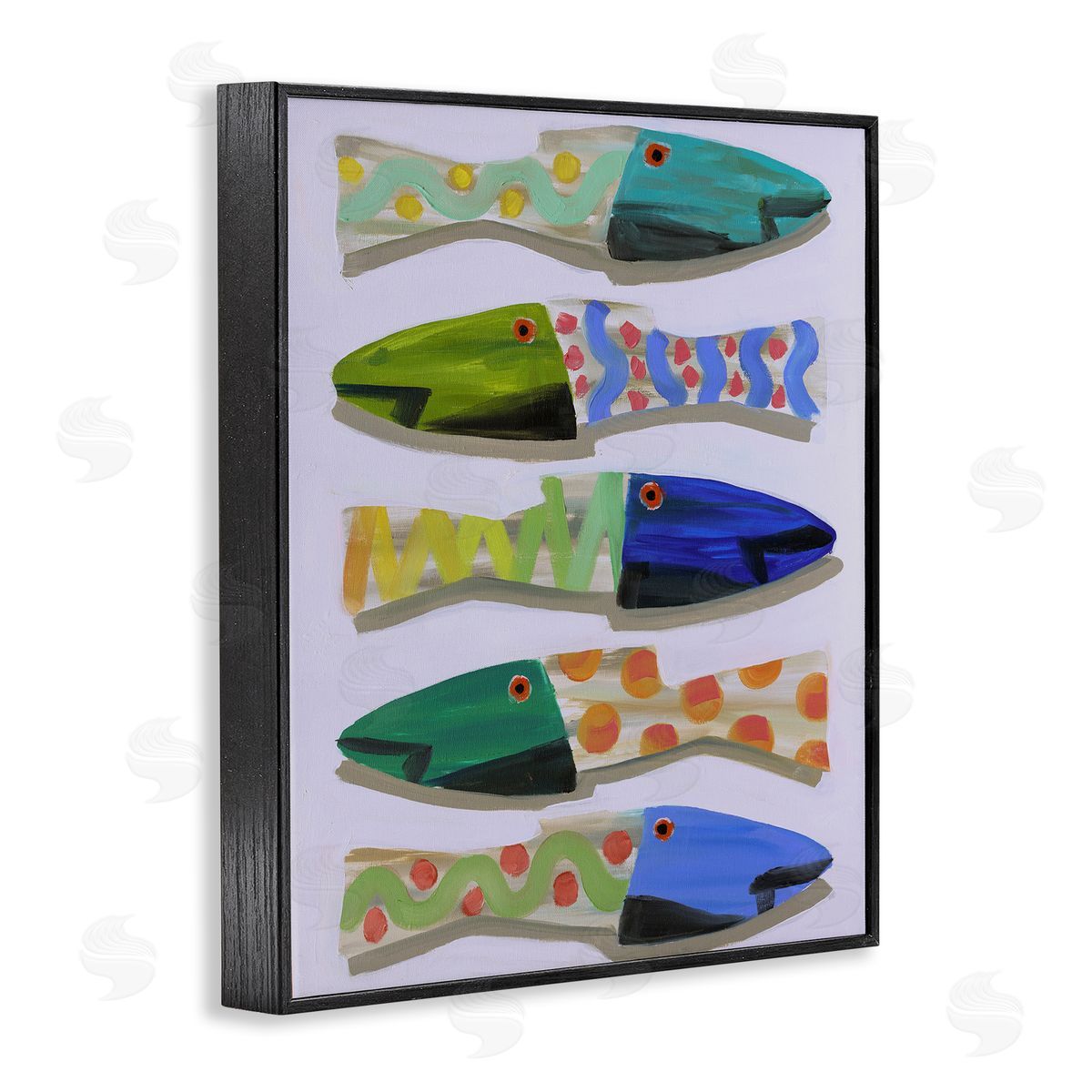 Wooden Fish Designs Black Frame Print Wall Art, Home Decor by Jenny Westenhofer