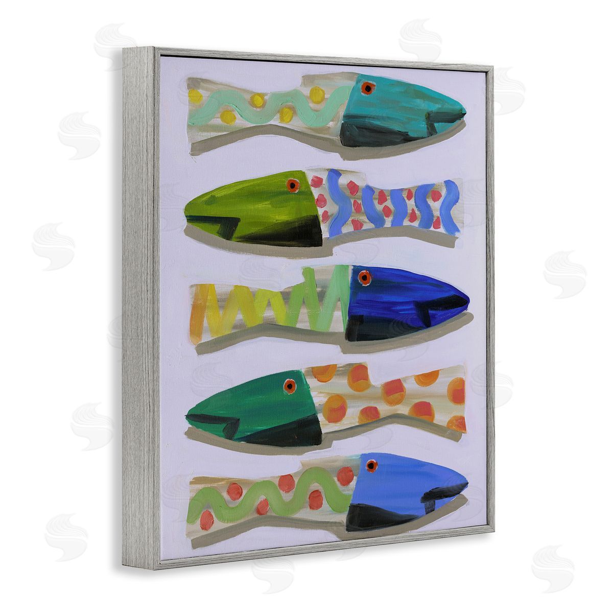 Wooden Fish Designs Grey Frame Print Wall Art, Home Decor by Jenny Westenhofer