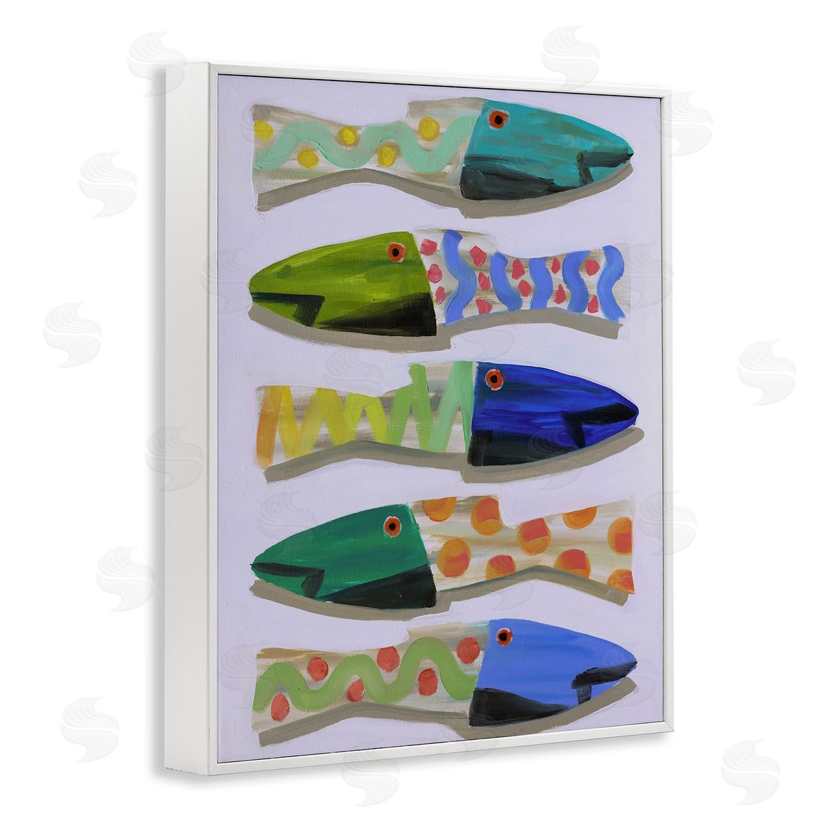 Wooden Fish Designs White Frame Print Wall Art, Home Decor by Jenny Westenhofer