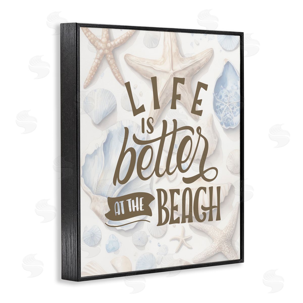 Patterned Beach Phrase Black Frame Print Wall Art, Home Decor by Kim Allen