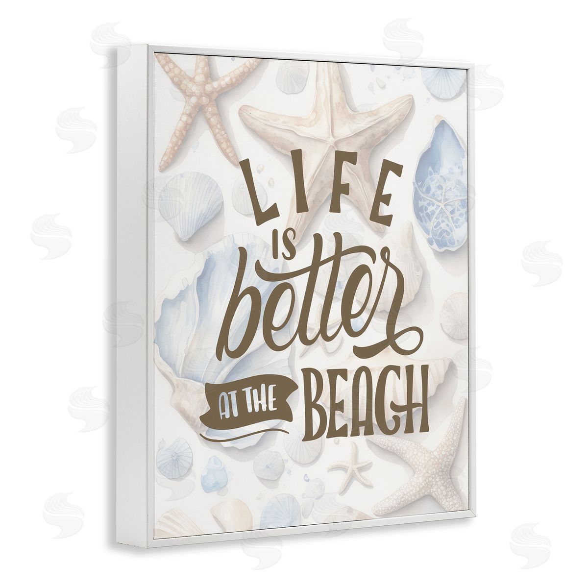 Patterned Beach Phrase White Frame Print Wall Art, Home Decor by Kim Allen