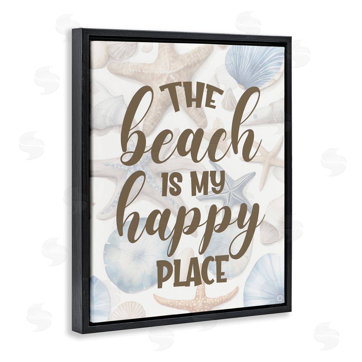 Beach Happy Place Black Floating Frame Canvas Wall Art, Home Decor by Kim Allen