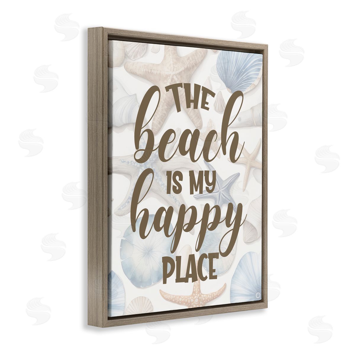 Beach Happy Place Brown Floating Frame Canvas Wall Art, Home Decor by Kim Allen